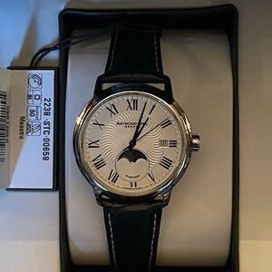 Raymond Weil Maestro Moon Phase Blue Leather Watch